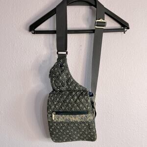 Travelon Women Gray Floral Quilted Fabric Anti-Theft Crossbody Snap Button Purse